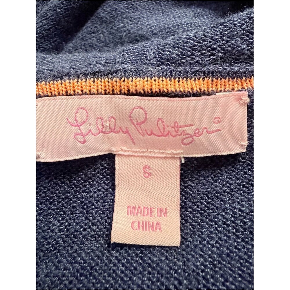 Lilly Pulitzer Womens Linen Sweater Hoodie Sz S Preppy Coastal Old Money Resort - Picture 7 of 7